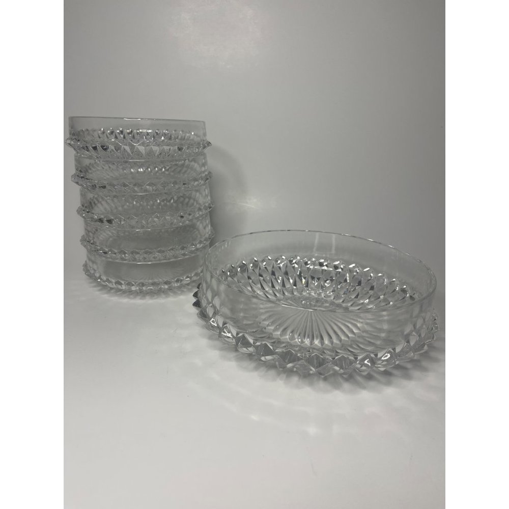 Vintage Clear Indiana Glass Set of 5 Fruit/Dessert Bowls and 1 Serving Bowl Diam